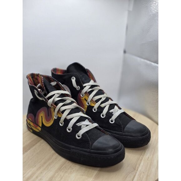 Size 8 Womens- Converse Chuck Taylor All Star High Black with yellow/Red/purple - Picture 5 of 9